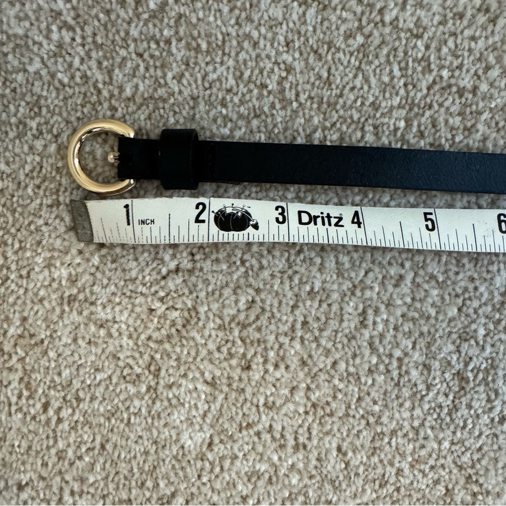 Ann Taylor Med Black Leather Belt with Gold Accent - Picture 2 of 5